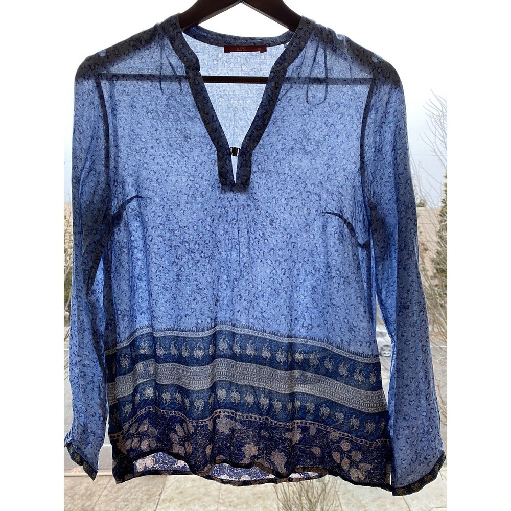 EDC since 98 Womens XS Long Sleeve Blue V‎ Neck Lightweight Tops Shirt